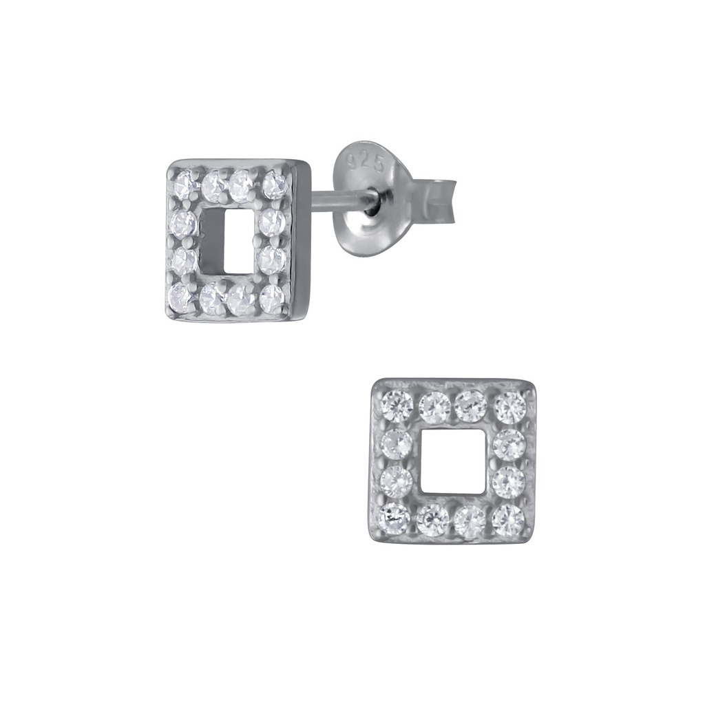Silver Square Stud Earrings