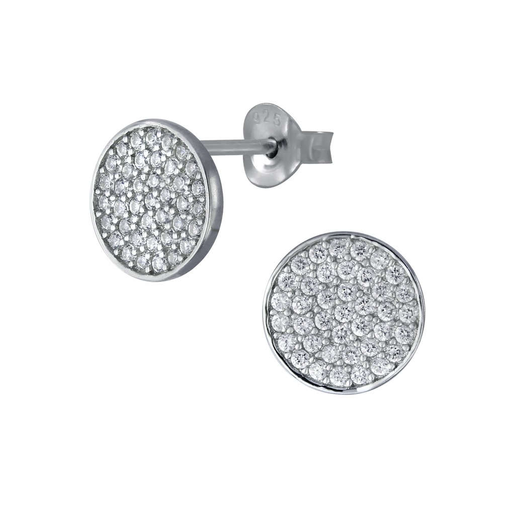 [10005937] Silver Round Stud Earrings