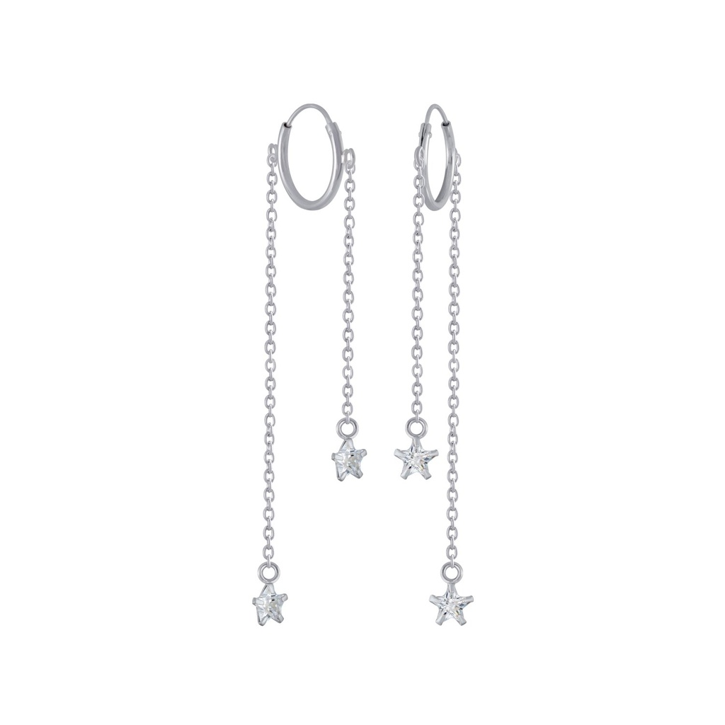 Créoles breloque en argent zircon étoile