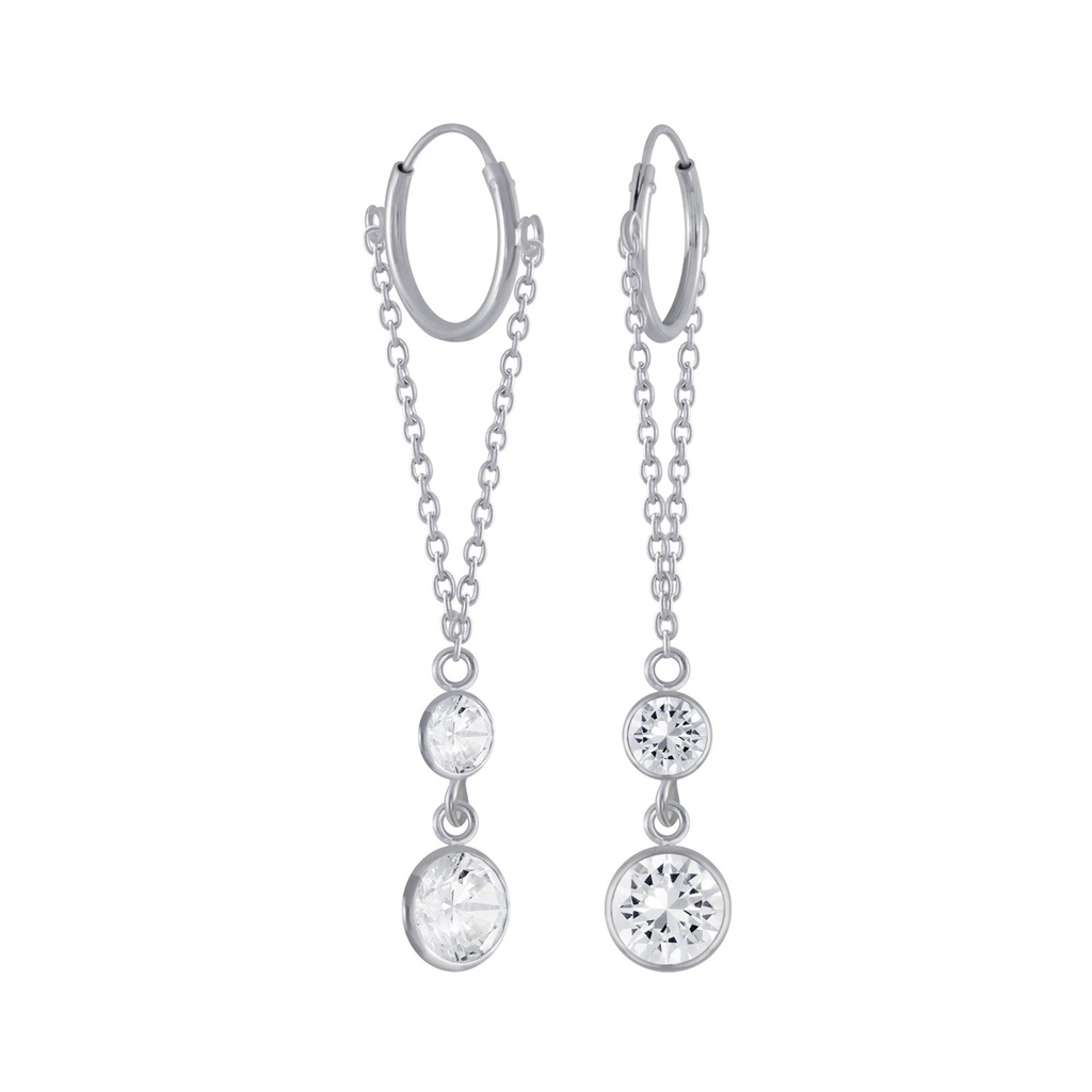 Créoles breloque en argent zircon rond