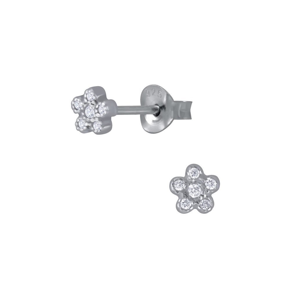 Puces d'oreilles fleur en argent