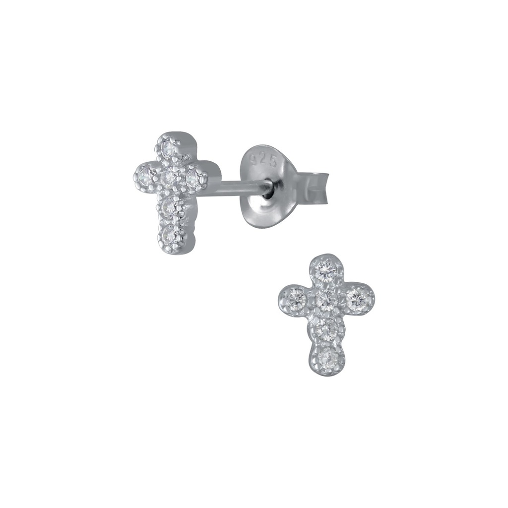 Puces d'oreilles croix en argent