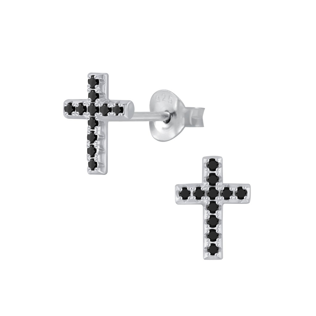 Puces d'oreilles croix en argent