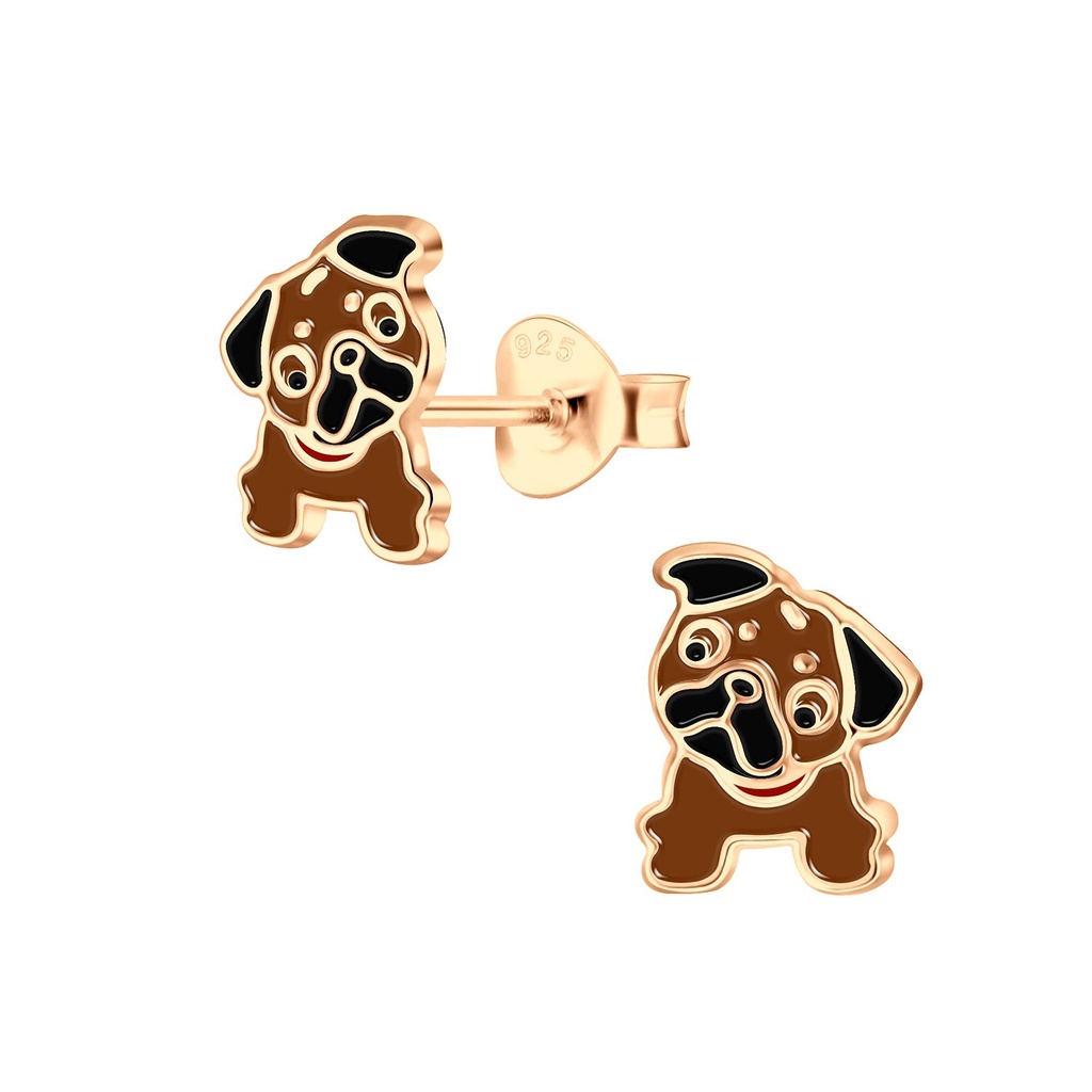 Puces d'oreilles bouledogue en argent