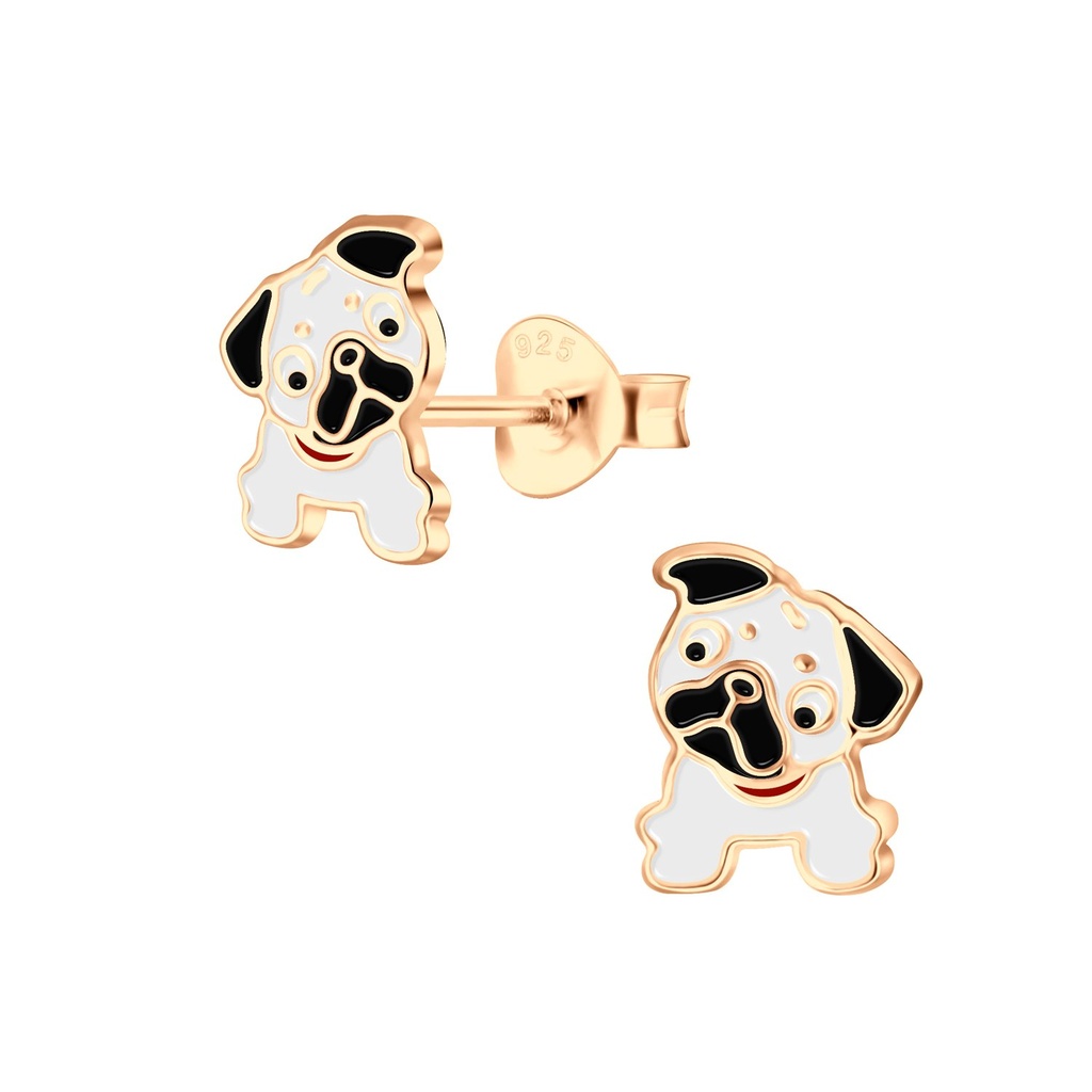 Puces d'oreilles bouledogue en argent