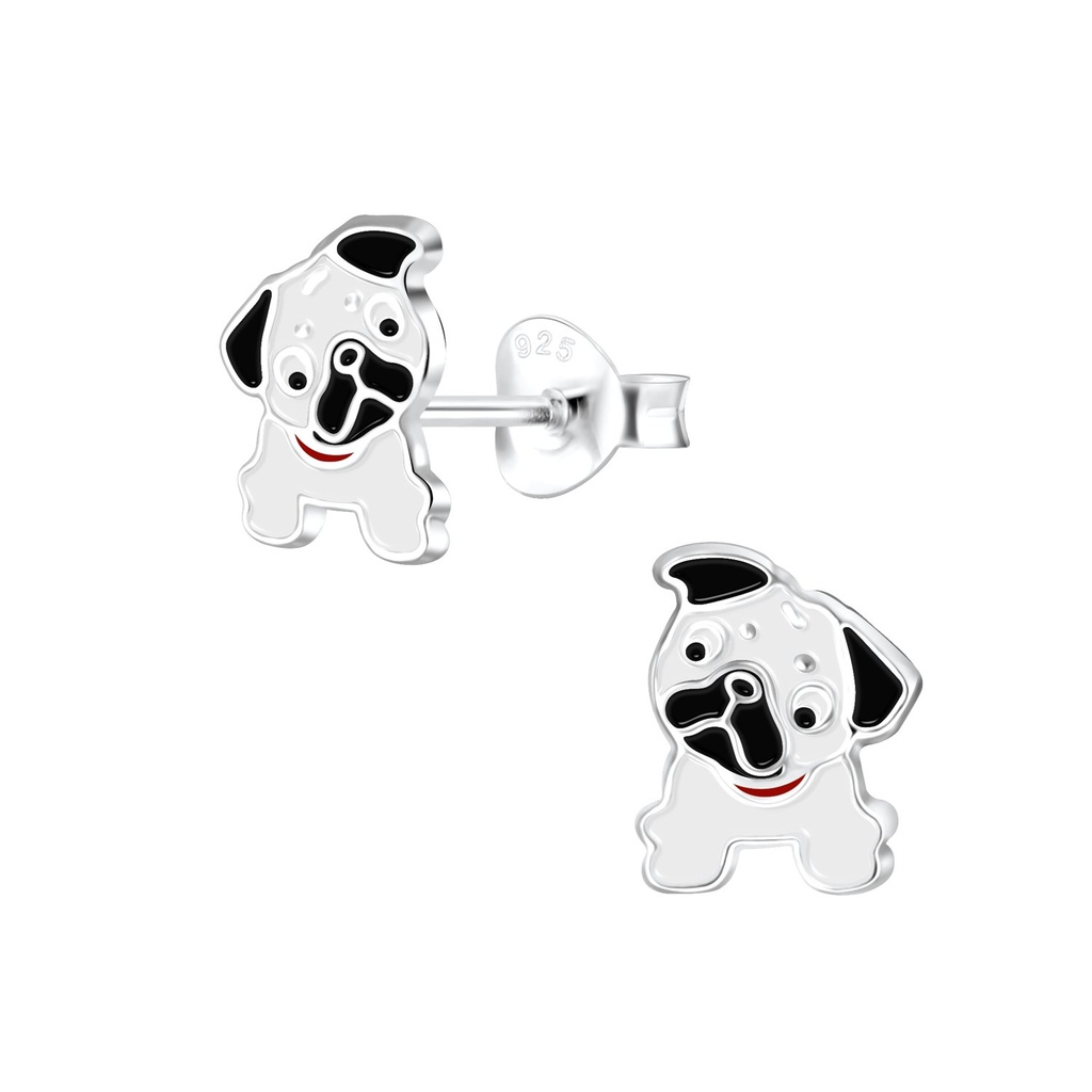 [10005886] Puces d'oreilles bouledogue en argent