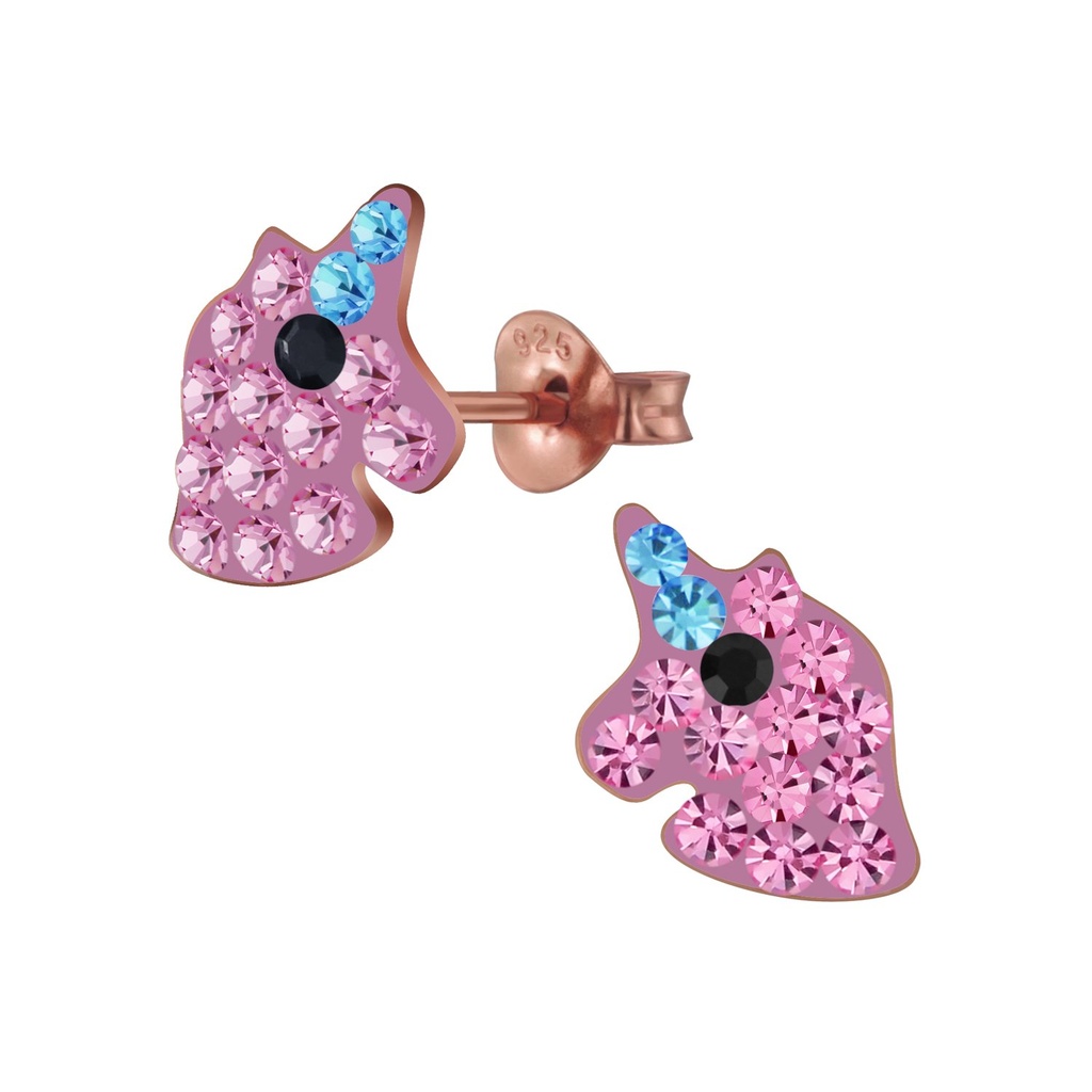 [10005875] Silver Unicorn Crystal Stud Earrings