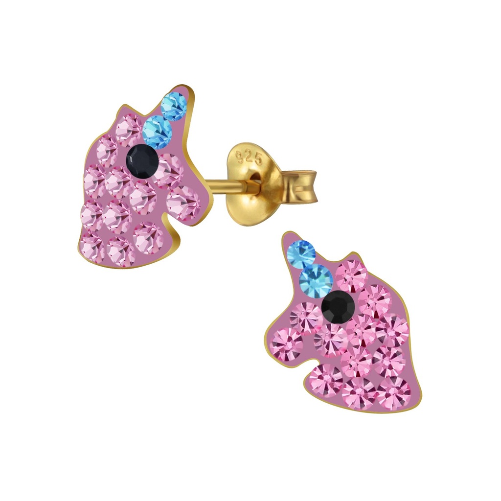 [10005874] Silver Unicorn Crystal Stud Earrings