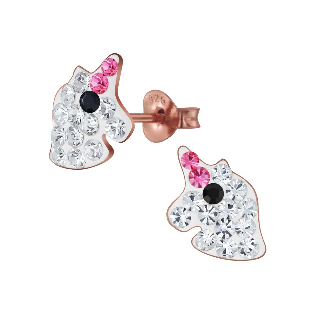 [10005872] Silver Unicorn Crystal Stud Earrings