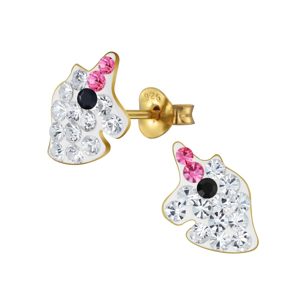[10005871] Silver Unicorn Crystal Stud Earrings