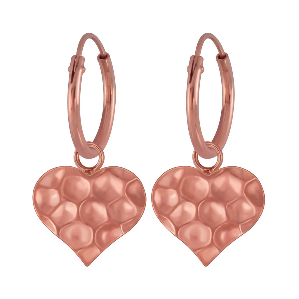 Silver Heart Charm Hoop Earrings