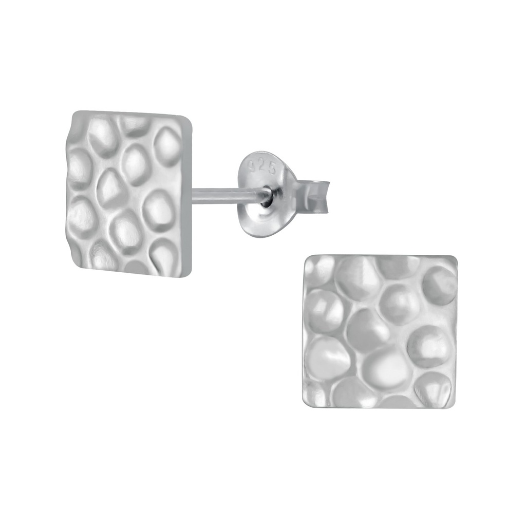 Silver Square Stud Earrings
