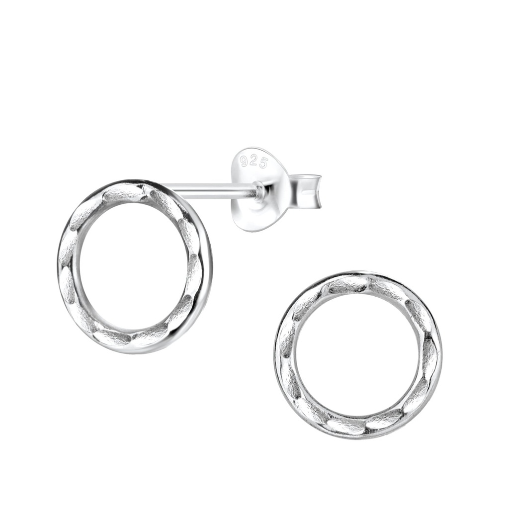 Silver Circle Stud Earrings