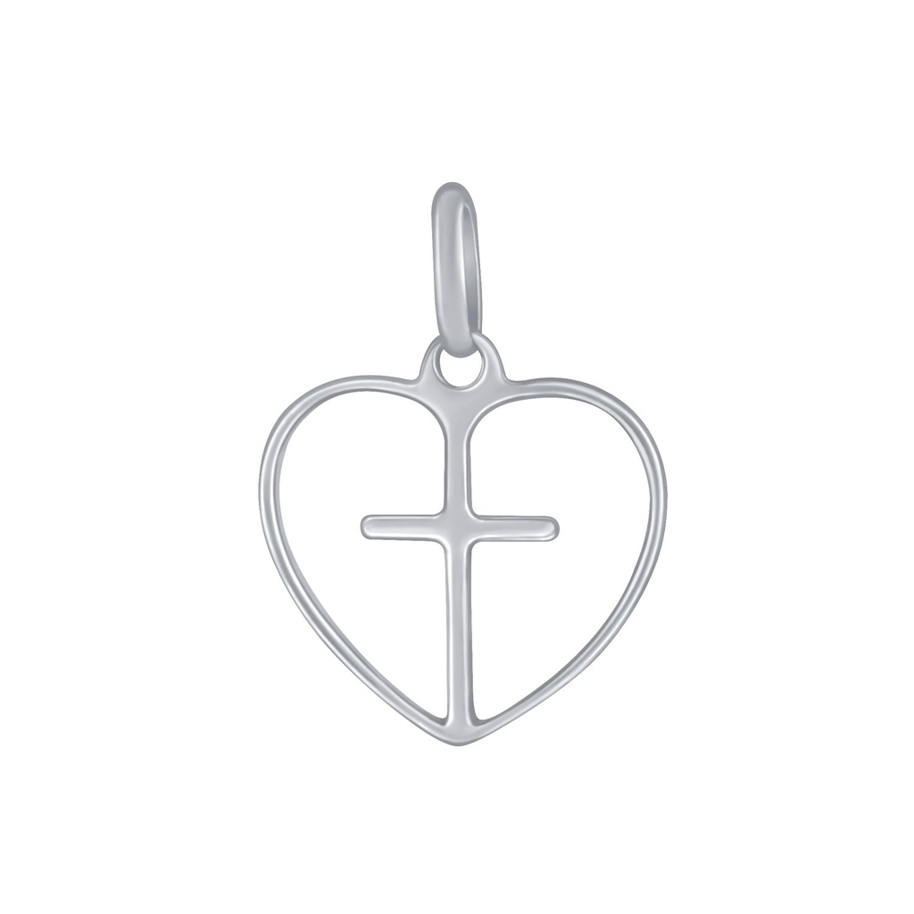 Pendentif croix dans un cœur en argent