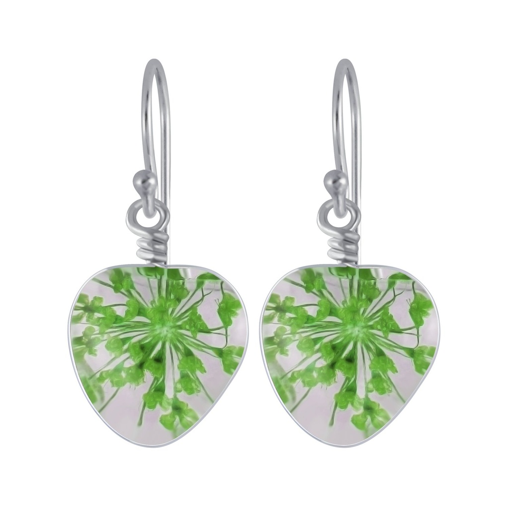Silver Handmade Heart Bead Earrings