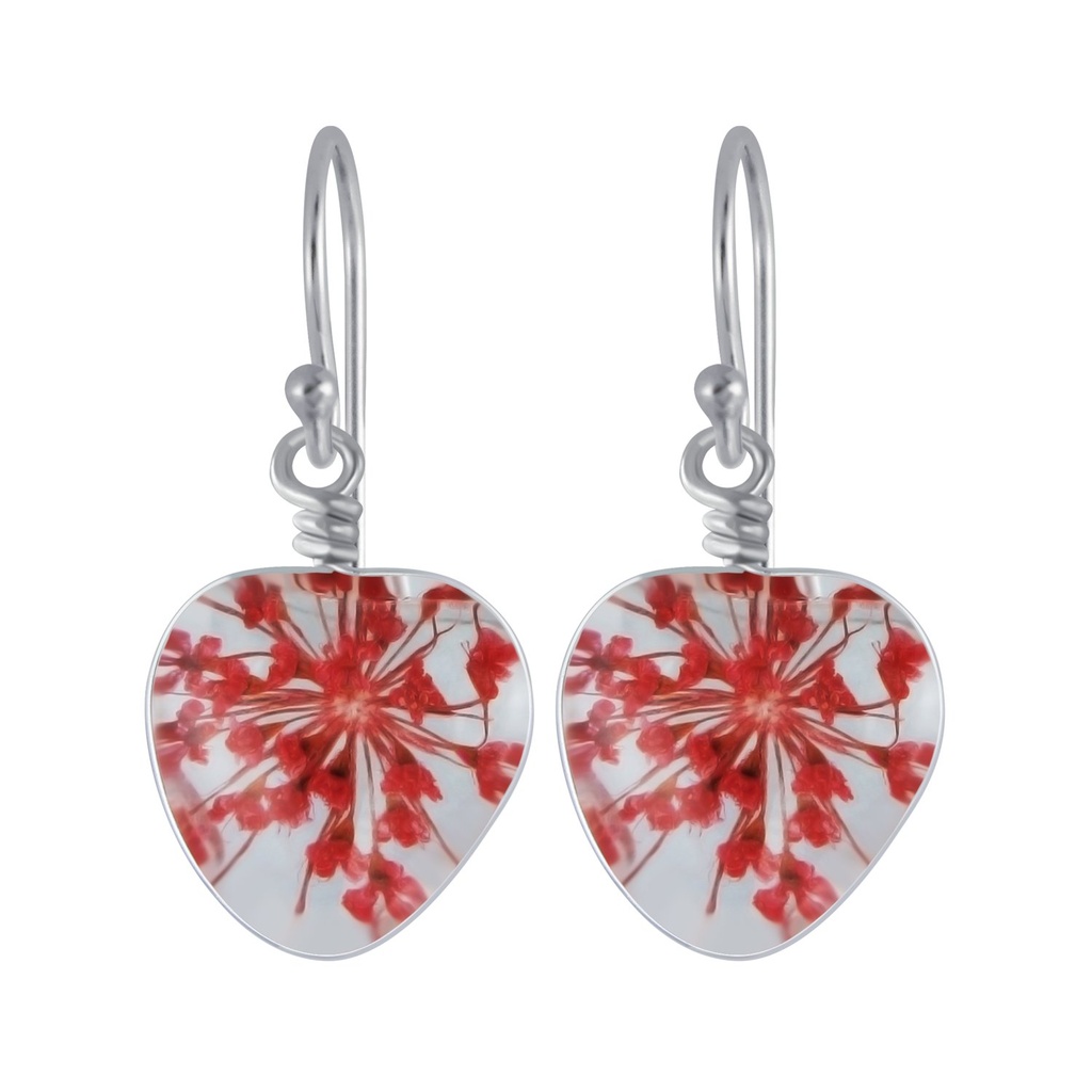 Silver Handmade Heart Bead Earrings