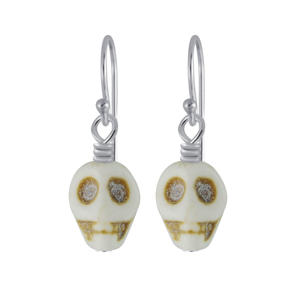 Silver Handmade Skull Bead Earrings