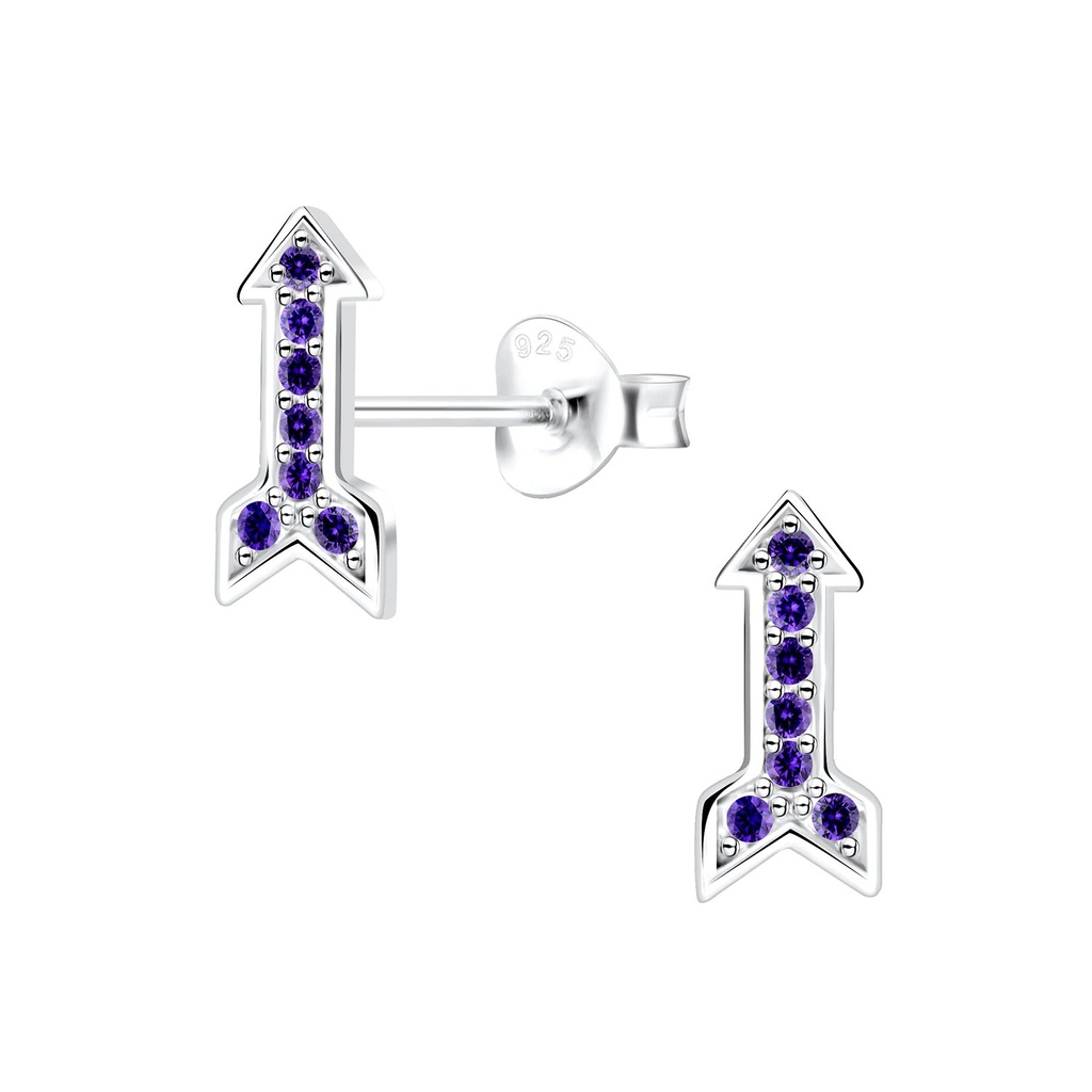 Puces d'oreilles flèche en argent zircon