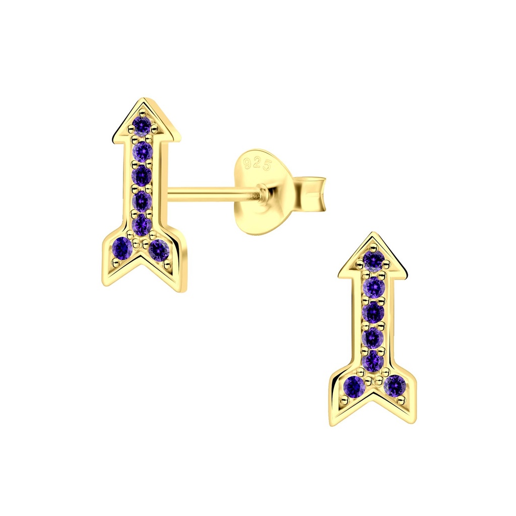 Silver Arrow Cubic Zirconia Stud Earrings