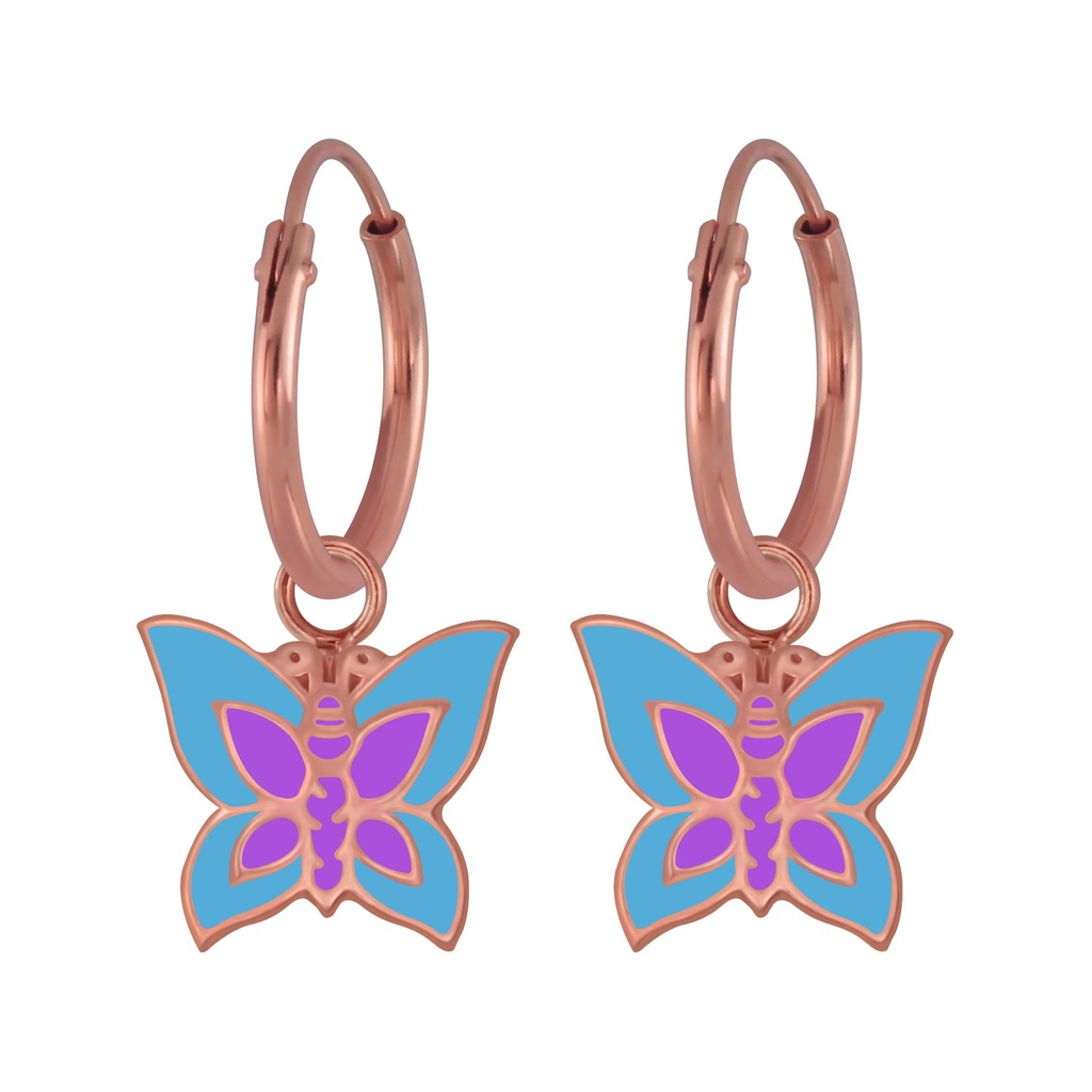 Créoles breloque papillon en argent