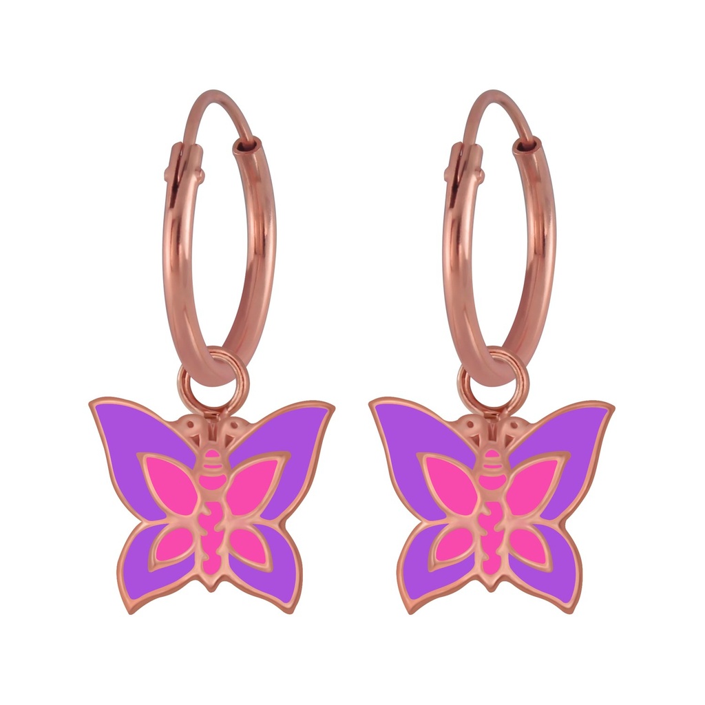 Créoles breloque papillon en argent