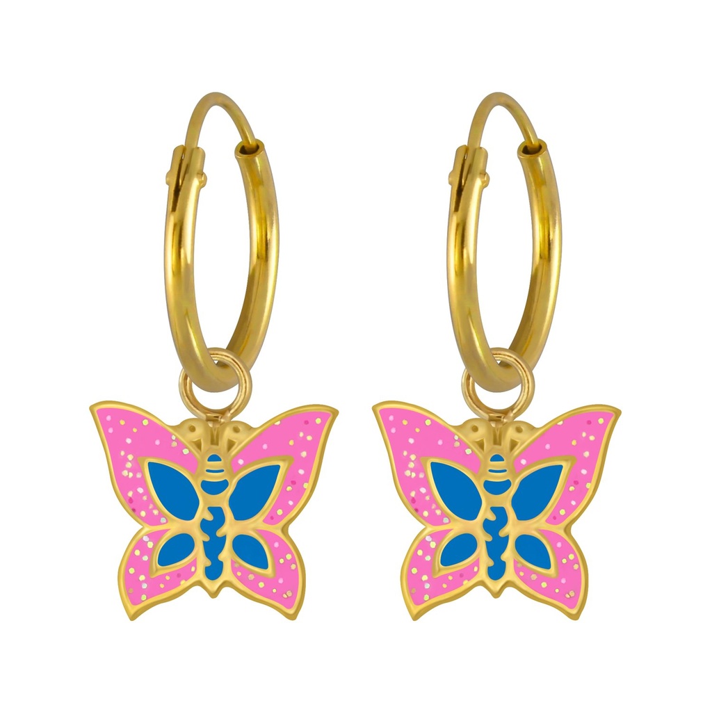 Créoles breloque papillon en argent
