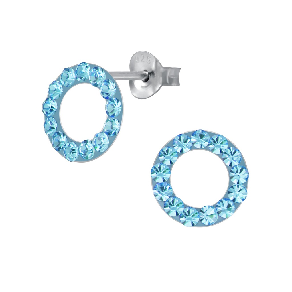 [10005763] Puces d'oreilles cercle en argent cristal (Aqua Bohemica)