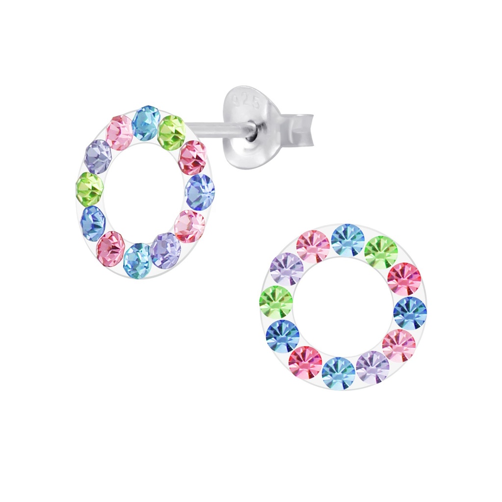 Puces d'oreilles cercle en argent cristal