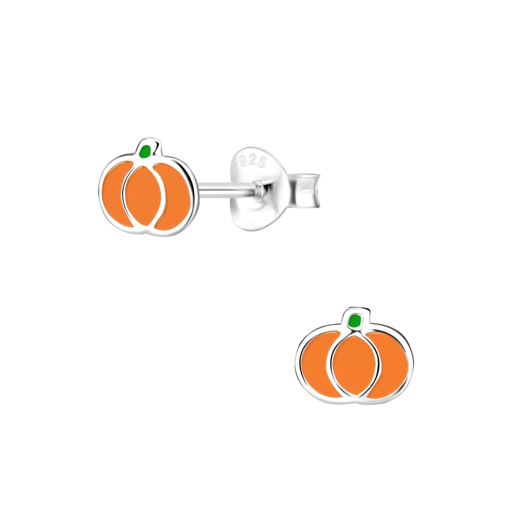 Silver Pumpkin Stud Earrings