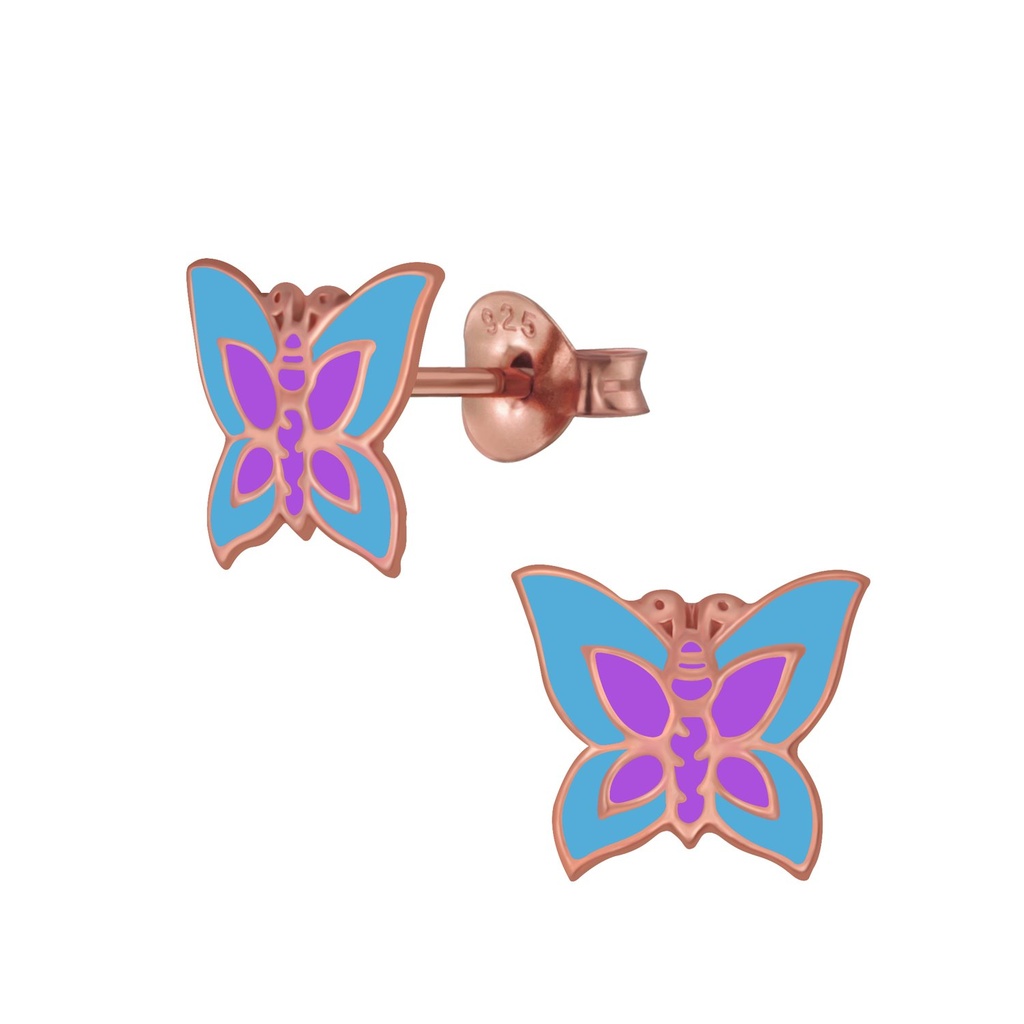 Puces d'oreilles papillon en argent