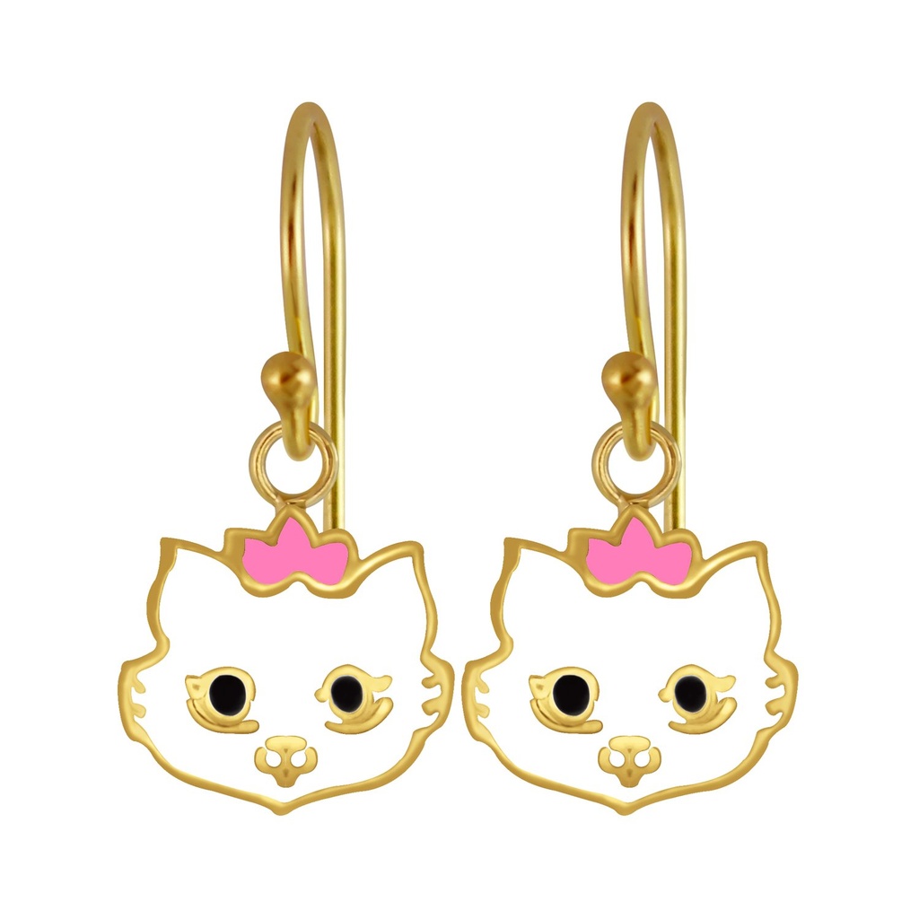 Boucles d'oreilles chat en argent