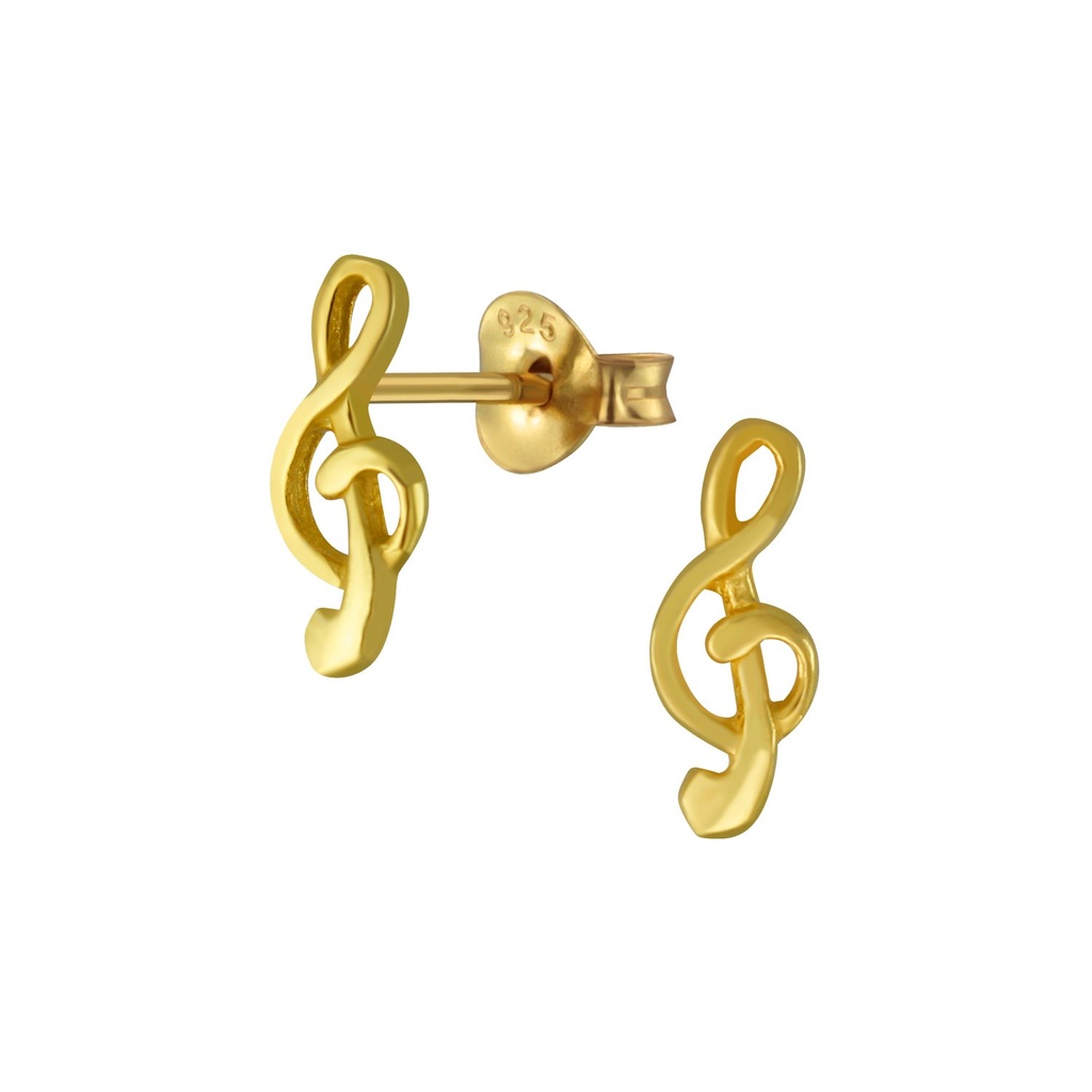 [10005653] Silver G-Clef Stud Earrings