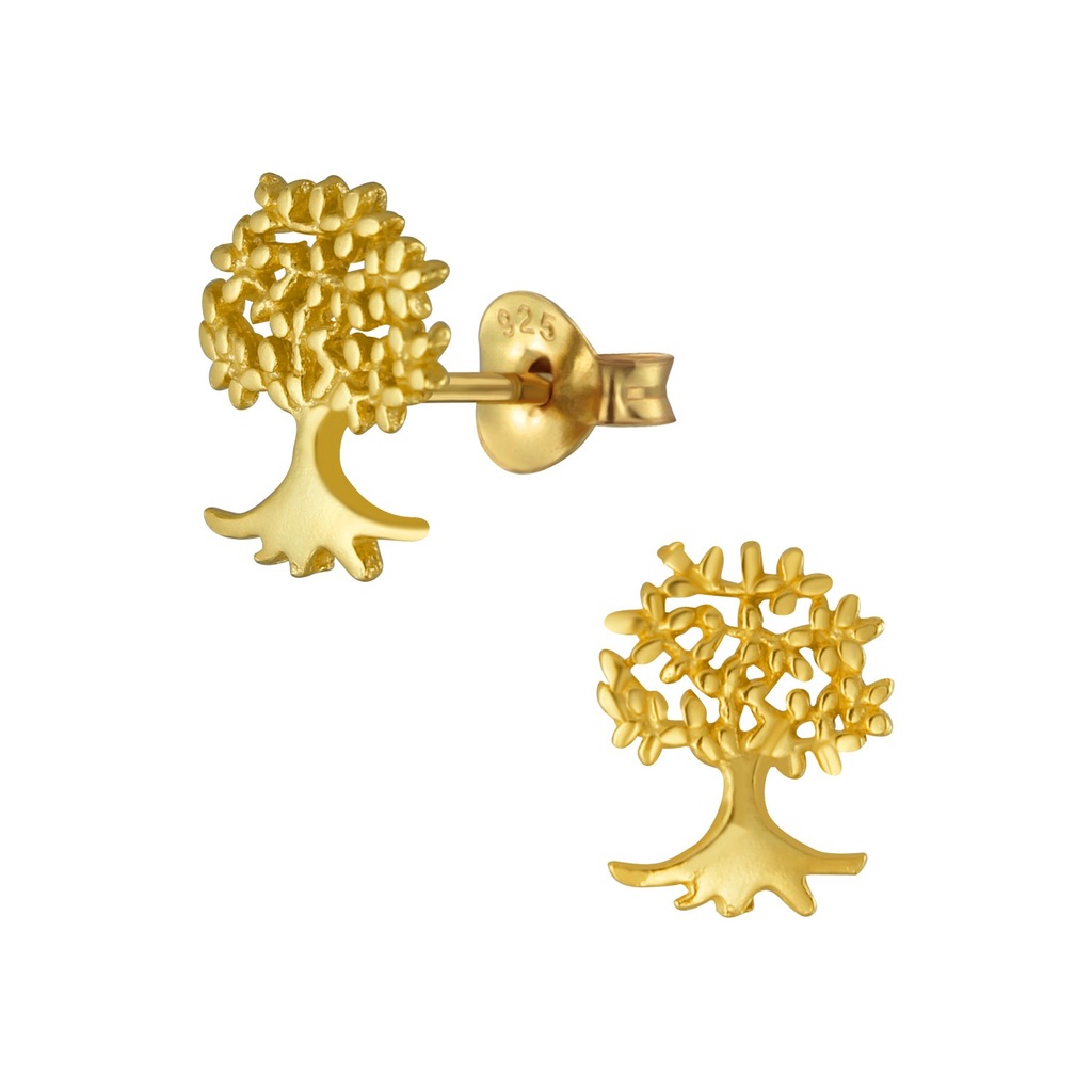 Puces d'oreilles arbre de vie en argent