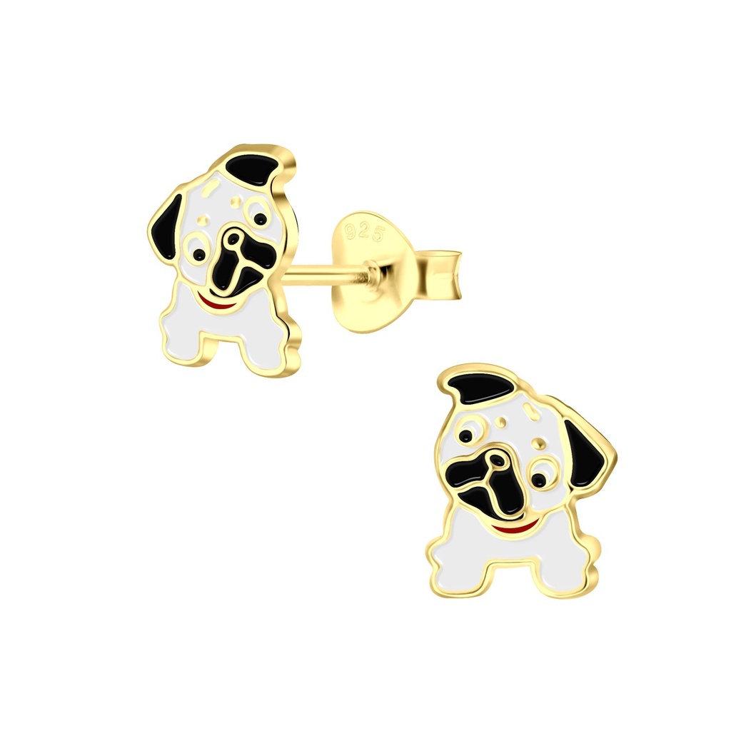 Silver Bulldog Stud Earrings