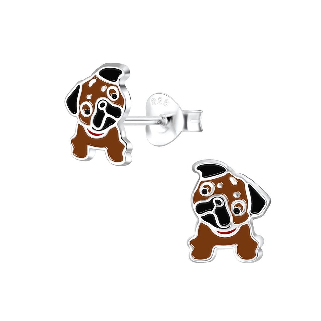 Silver Bulldog Stud Earrings