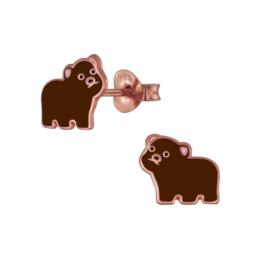Silver Bear Stud Earrings