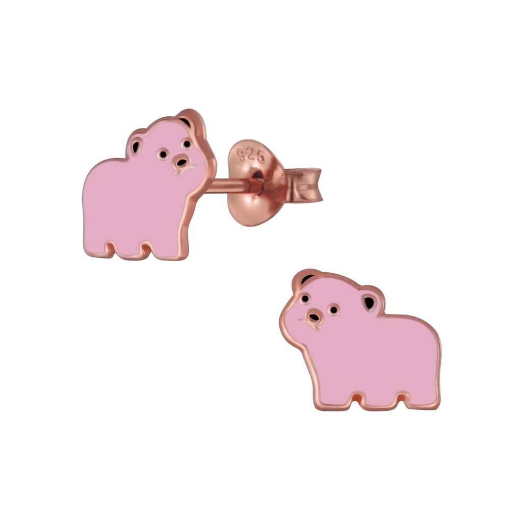 Silver Bear Stud Earrings