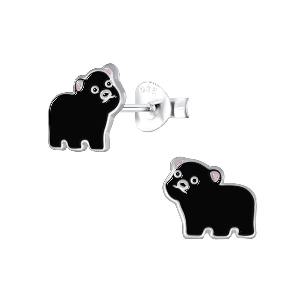 Silver Bear Stud Earrings