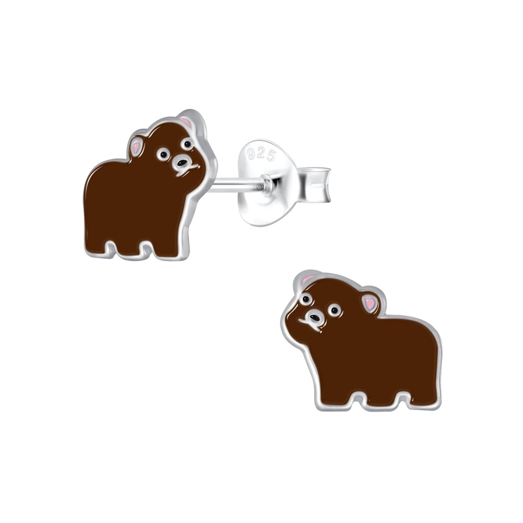 Silver Bear Stud Earrings