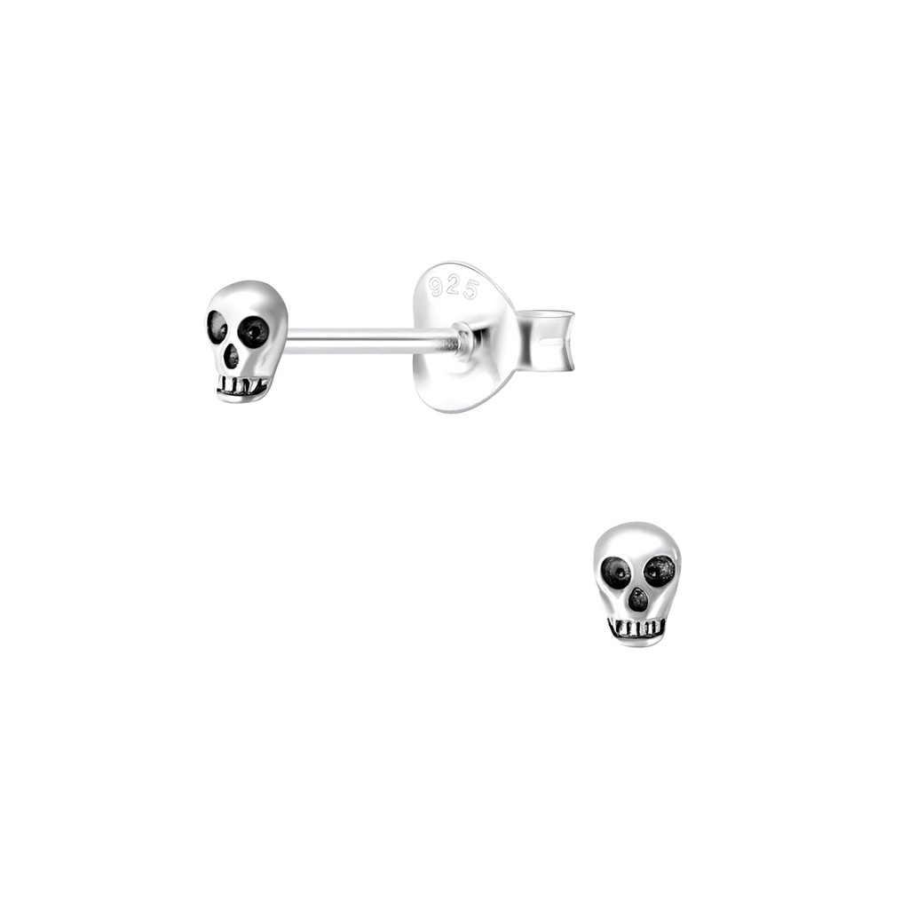 Puces d'oreilles tête de mort en argent