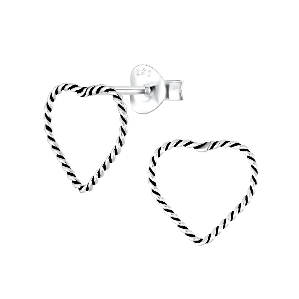 Silver Heart Stud Earrings