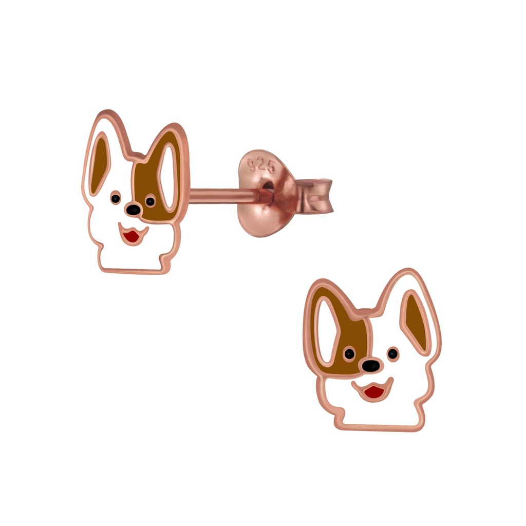 Silver Dog Stud Earrings