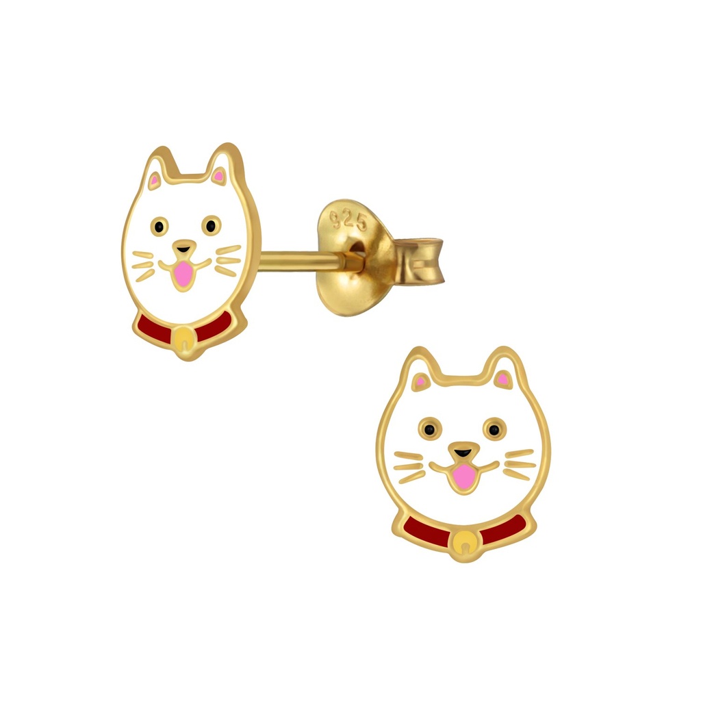Puces d'oreilles chat en argent
