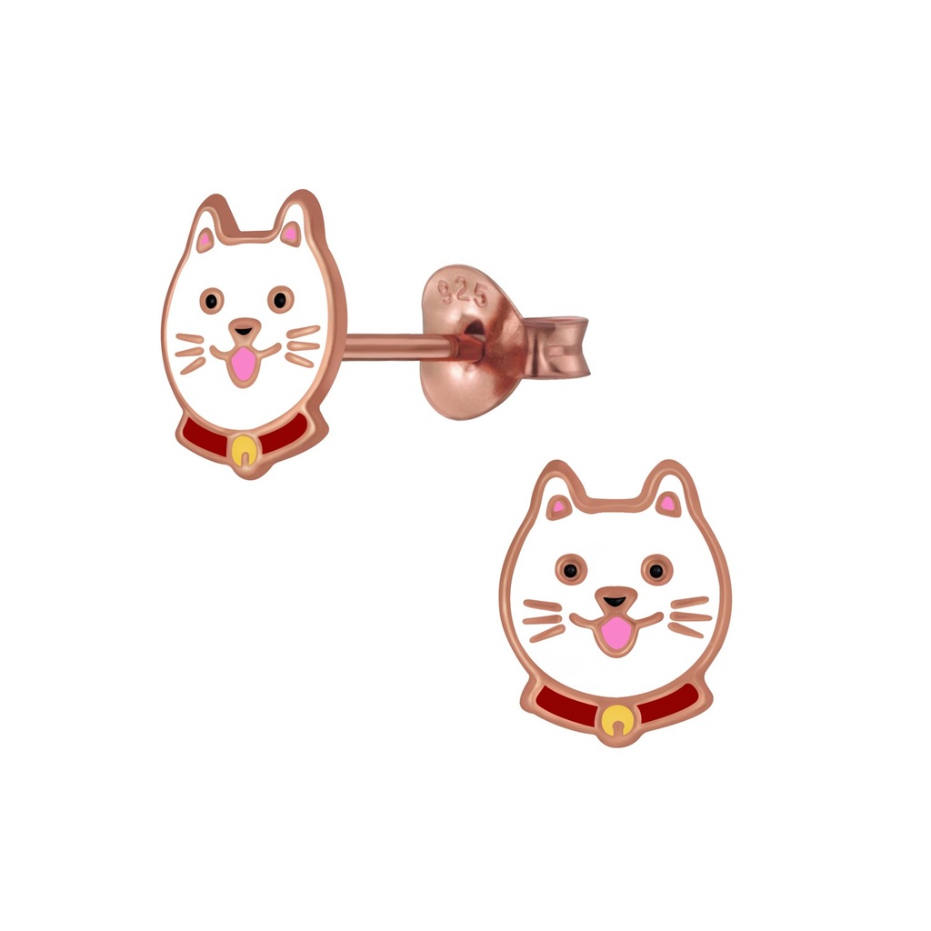 Puces d'oreilles chat en argent
