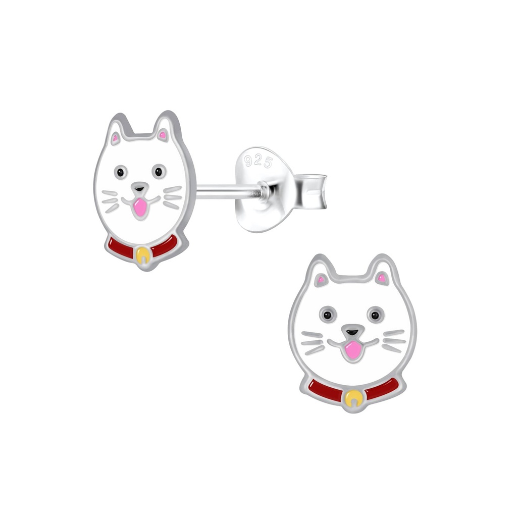 Puces d'oreilles chat en argent