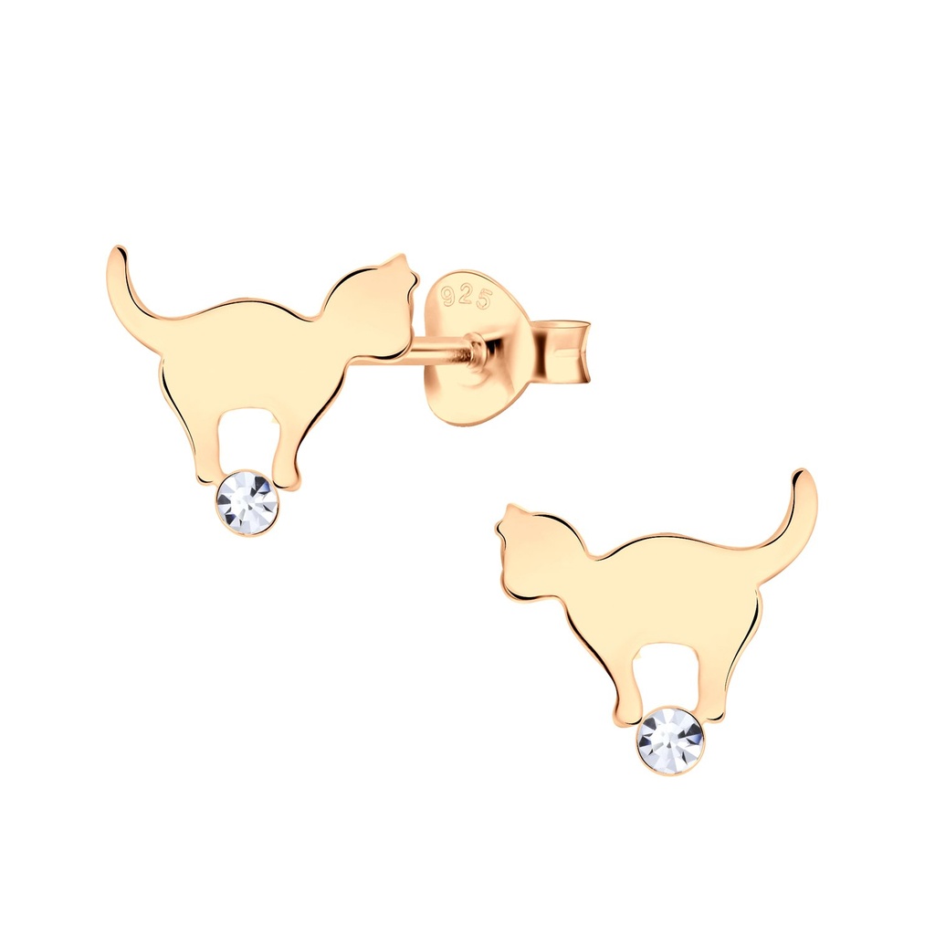 [10005575] Puces d'oreilles chat en argent (Crystal)