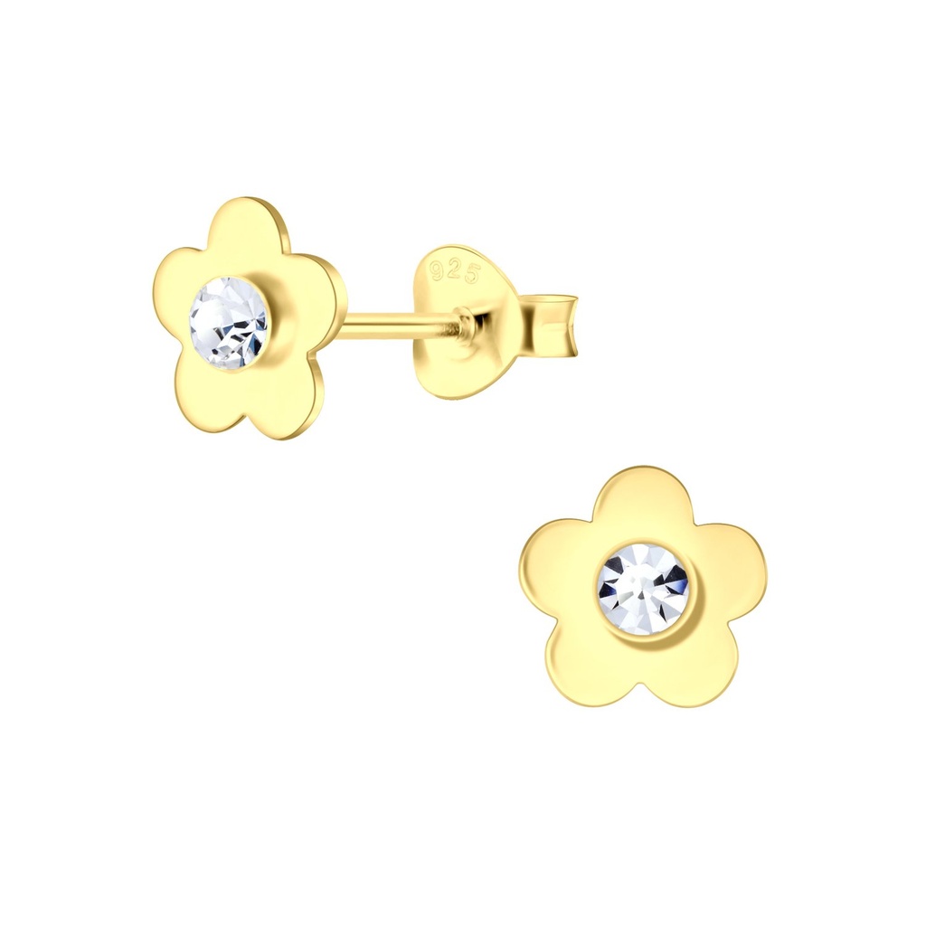 [10006736] Puces d'oreilles fleur en argent