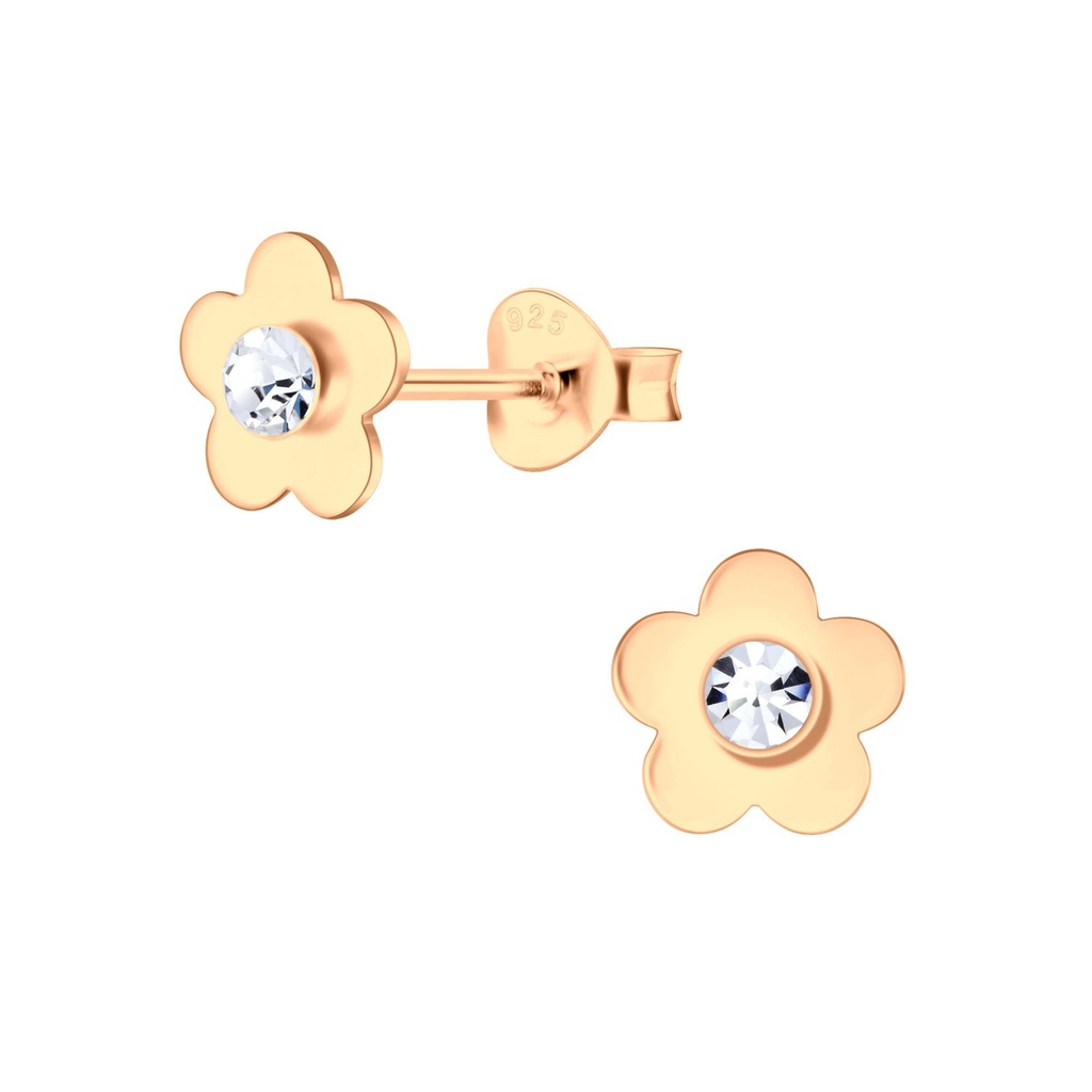 [10006735] Puces d'oreilles fleur en argent