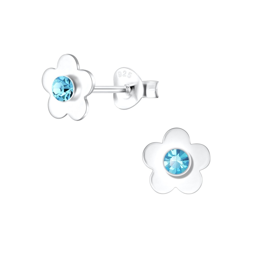 Puces d'oreilles fleur en argent