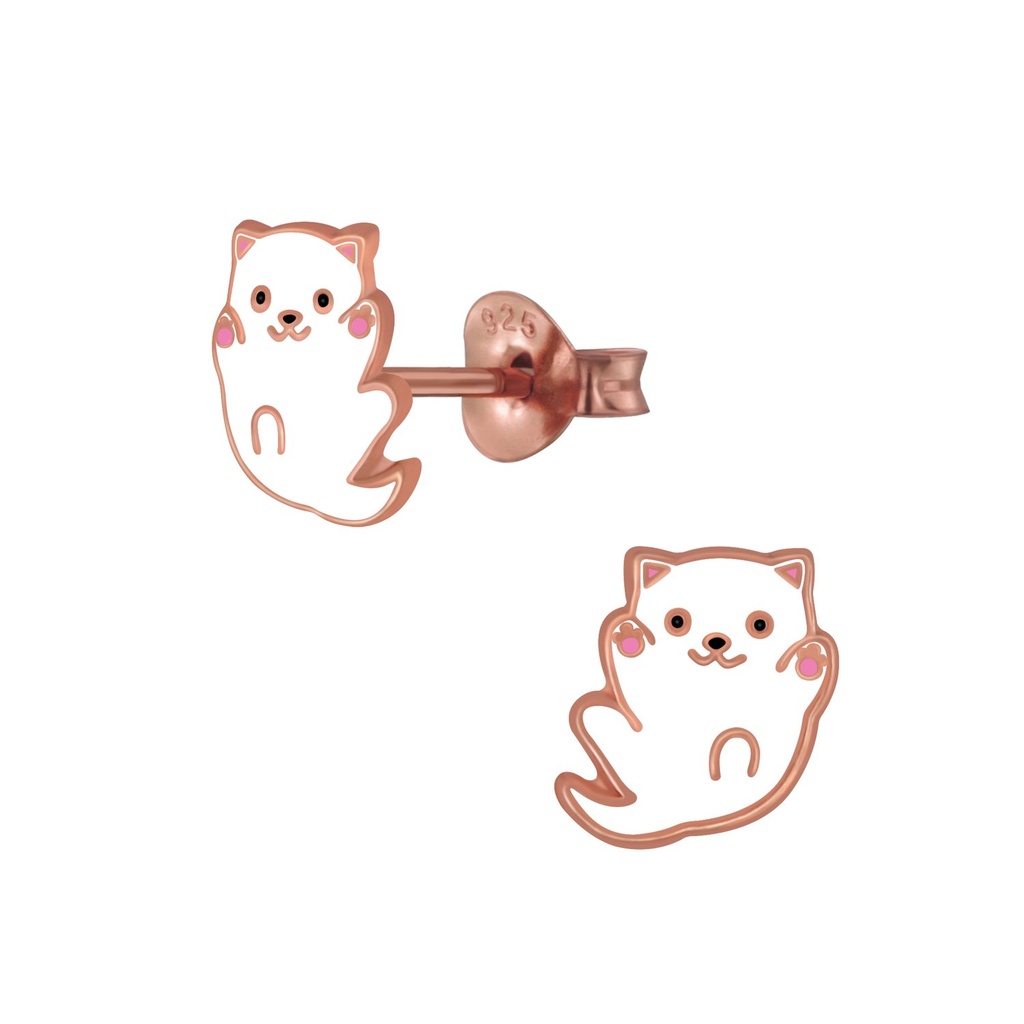 Puces d'oreilles chat en argent